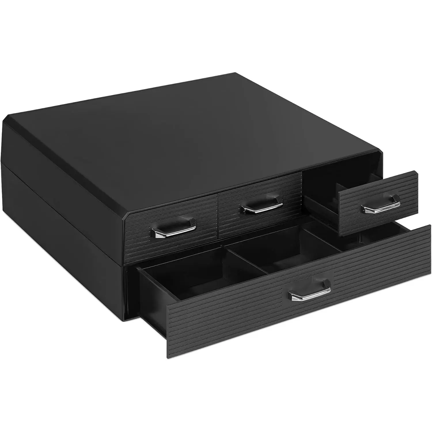 Coffee Pod Holder with 4 Drawers - Compatible with Nespresso, CBTL, K-Cups, Verismo - Capsule Storage Organizer 2-Tier Container Box - Black