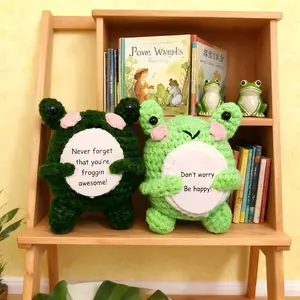 2pcs Set Autumn & Fluorescent Crochet Frog Dolls, Cute Handmade Animal Toys, Perfect for Kids' Gifts & Decorations