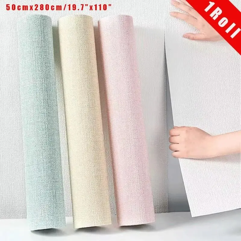 Self-adhesive Linen Wallpaper, Wallpaper Roll, multiple colors to choose from. Waterproof & moisture-proof, peel and stick. Extra thick design covers wall blemishes, no damage to walls after removal. Ideal for living rooms, bedrooms and studies