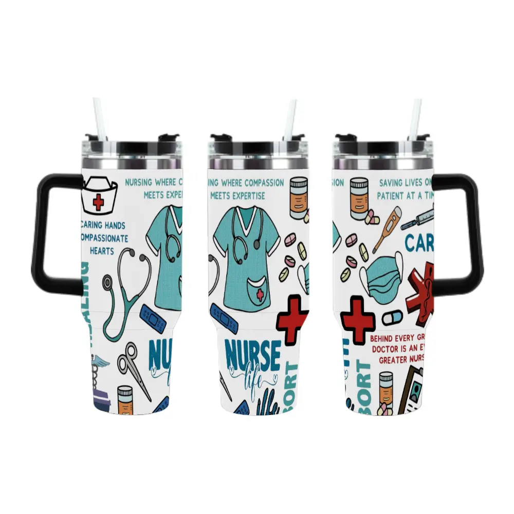Caring Nurse Life Insulated Car Tumbler Medical Nursing Tools Print Stainless Steel Travel Mug For Nurses Who Save Lives One Patient At A Time Perfect Gift For Hardworking Healthcare Heroes Sturdy Drinkware Stylish Engraved