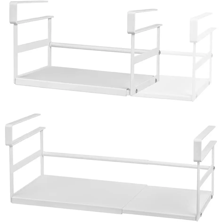 Under Shelf Storage Basket, 2-Pack Under Cabinet Shelf Organizer | Expandable Hanging Basket Holds 35 lbs Add-On Kitchen Pantry Cupboard Counter Laundry 10.04-16.81" W x 7.2" D x 5.12"H