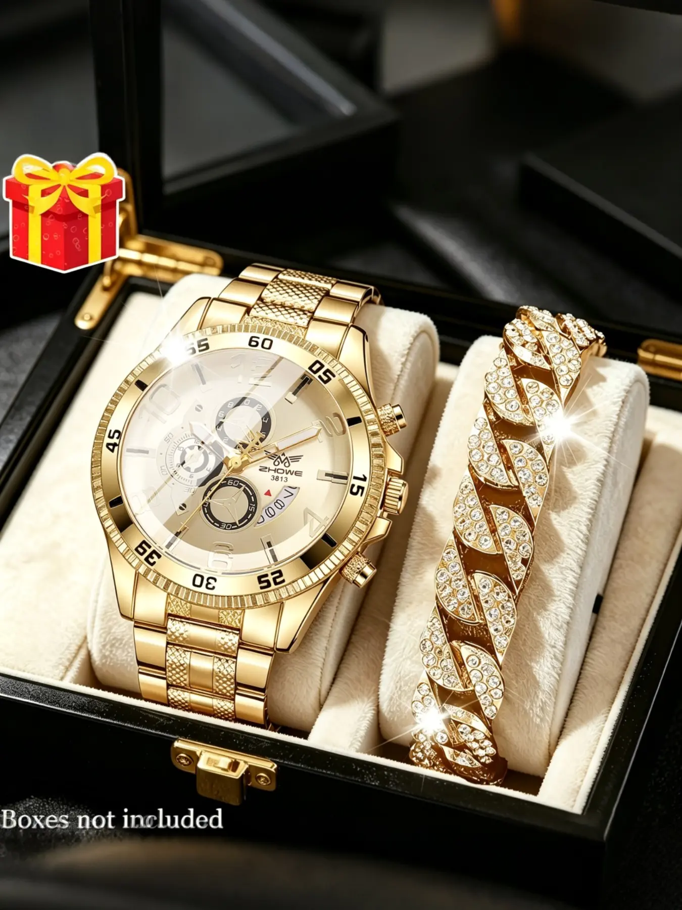 2pcs Men's Stylish Zinc Alloy Watch Band Set, Analog Quartz Watch, Perfect Gift for Father's Day, Birthday, Anniversary