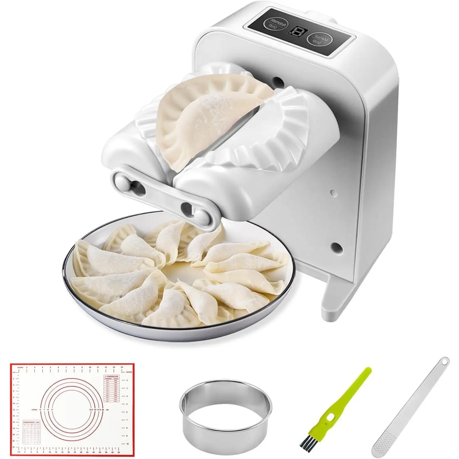Automatic Electric Dumpling Maker Machine with Removable Empanada Press and 2 Dough Pressing Tools for Quick Homemade Pierogi