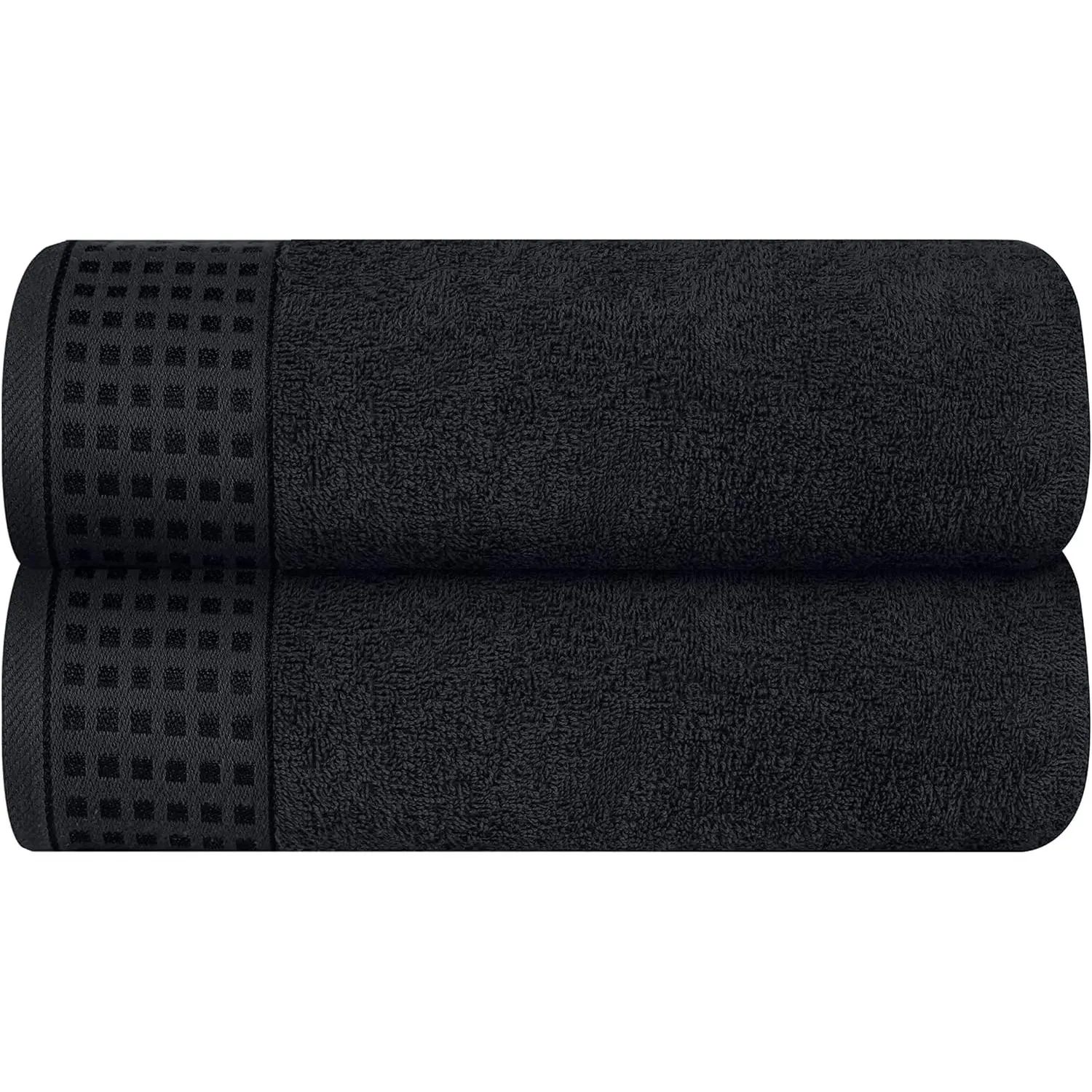 100% Cotton 2 Pack Oversized Bath Towel Set 28x55 Inches, Ultra Soft Highly Absorbant Compact Quickdry & Lightweight Large Bath Towels, Ideal for Gym Travel Camp Pool - Black