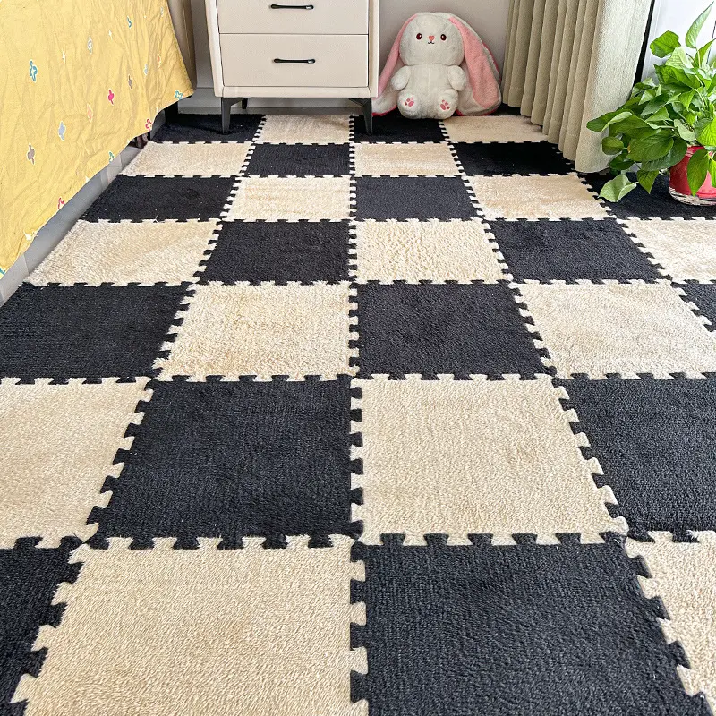 Modern minimalist interlocking floor mats for the living room, full coverage mix-and-match interlocking floor mats, home use, non-slipeasy to maintain, plush floor mats, Indoor Area Rugs, Floor Mats Set