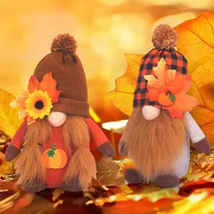 Christmas New Arrival Halloween Pumpkin Harvest Maple Leaf Faceless Doll Gnome Thanksgiving Autumn Figurine Decorations