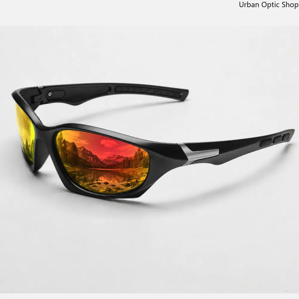 XUH Unisex Nylon TR90 Wrap Polarized Sports Sunglasses - Soft Anti-Slip Temple, UV400 Lens, Lightweight Windproof Eyewear Ideal for Cycling, Driving & Daily Wear