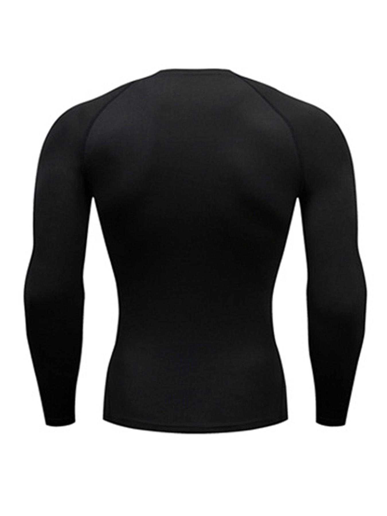 Men's Cross Print Round Neck Sports Tee, Tight Sporty Quick Drying Breathable Long Sleeve T-shirt, Men's Sportswear for Spring & Fall Gym Workout, Athletic Style High Performance Activewear