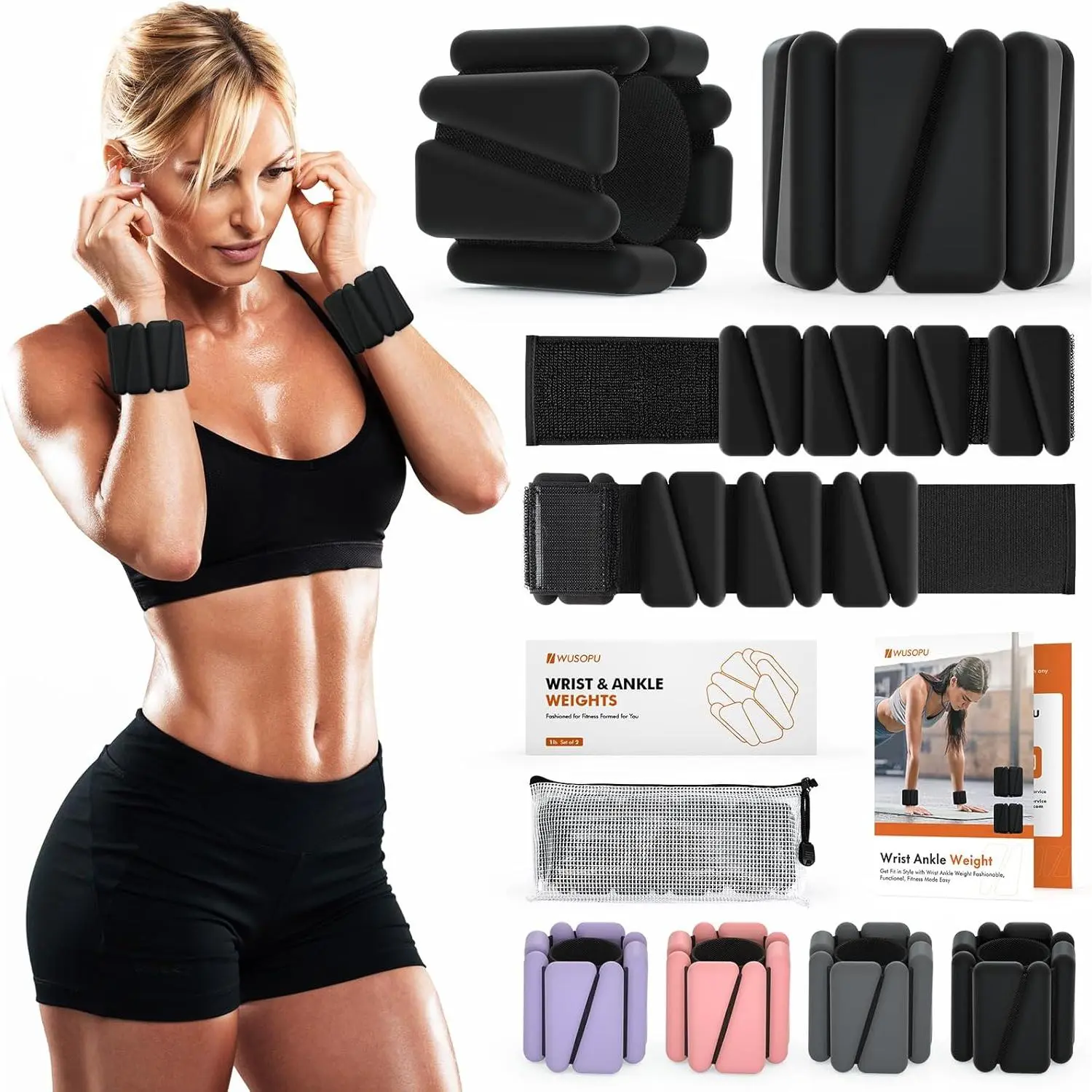 Unisex Adjustable Wrist-Ankle Weights, Multi-Size Weighted Bracelets for Home Gym Strength Training, Running
