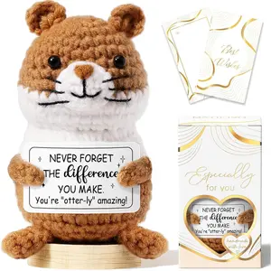 Thank You Gifts for Women Emotional Support Crochet Plush, Administrative Professional Day Easter Basket, Handmade Otter Crochet Employee Appreciation Gift Set for Teacher Coworkers Nurse Boss