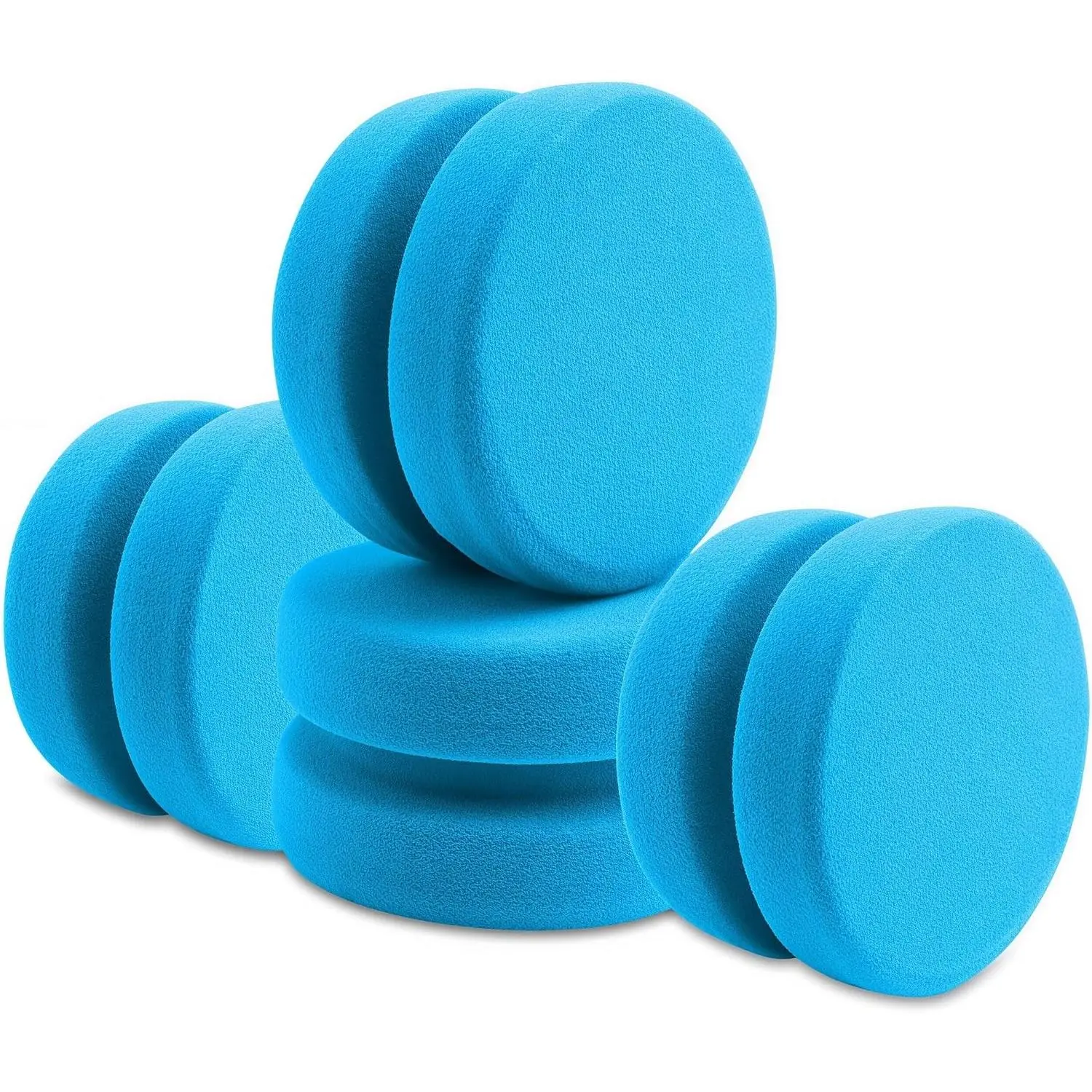 4PCS 3.1in Double-Side Round Multi-Use Paint Sponge Applicators, Blue Detail Sponges for Acrylic-Oil-Watercolor Art, Car Waxing, Art & Clean