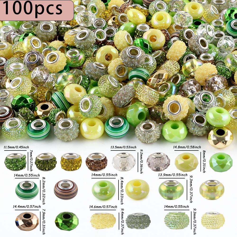100pcs Mixed Acrylic Flatback Beads, Bead Assortment, Multicolor, Various Sizes, Spacer Beads for DIY Crafts, Pen Chains, Keychains, Gift Accessories