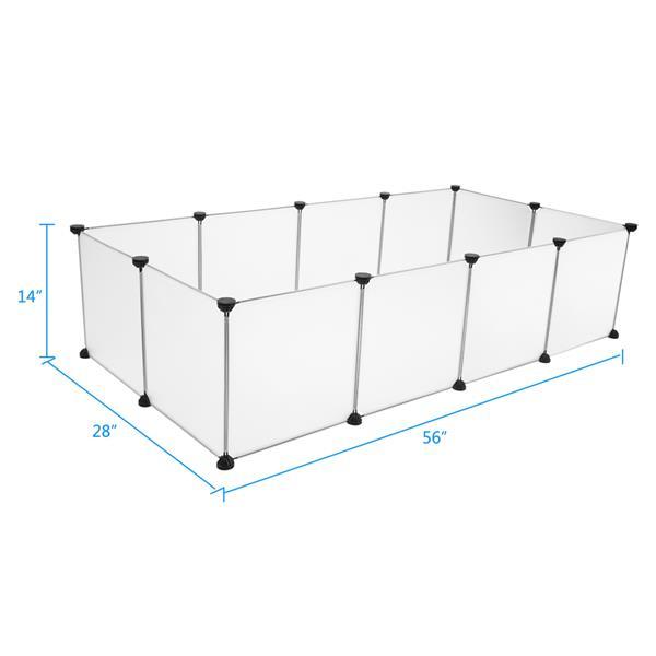 12 Panels Transparent Small Animals Playpen,28" x 56" x 14" Portable Pet Playpen,Plastic Enclosure,Puppy Play Pen for Indoors Outdoor Pet Fence for Guinea Pigs,Bunny,Ferrets,Hamsters,Hedgehogs