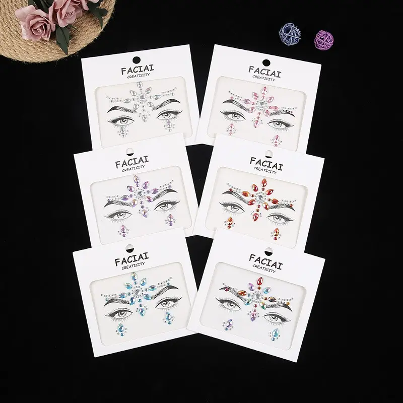 Fashionable Acrylic Diamond Stickers, Party Stickers, Holiday Beauty Stickers, Halloween DIY Face Stickers, Crystal Diamond Stickers
