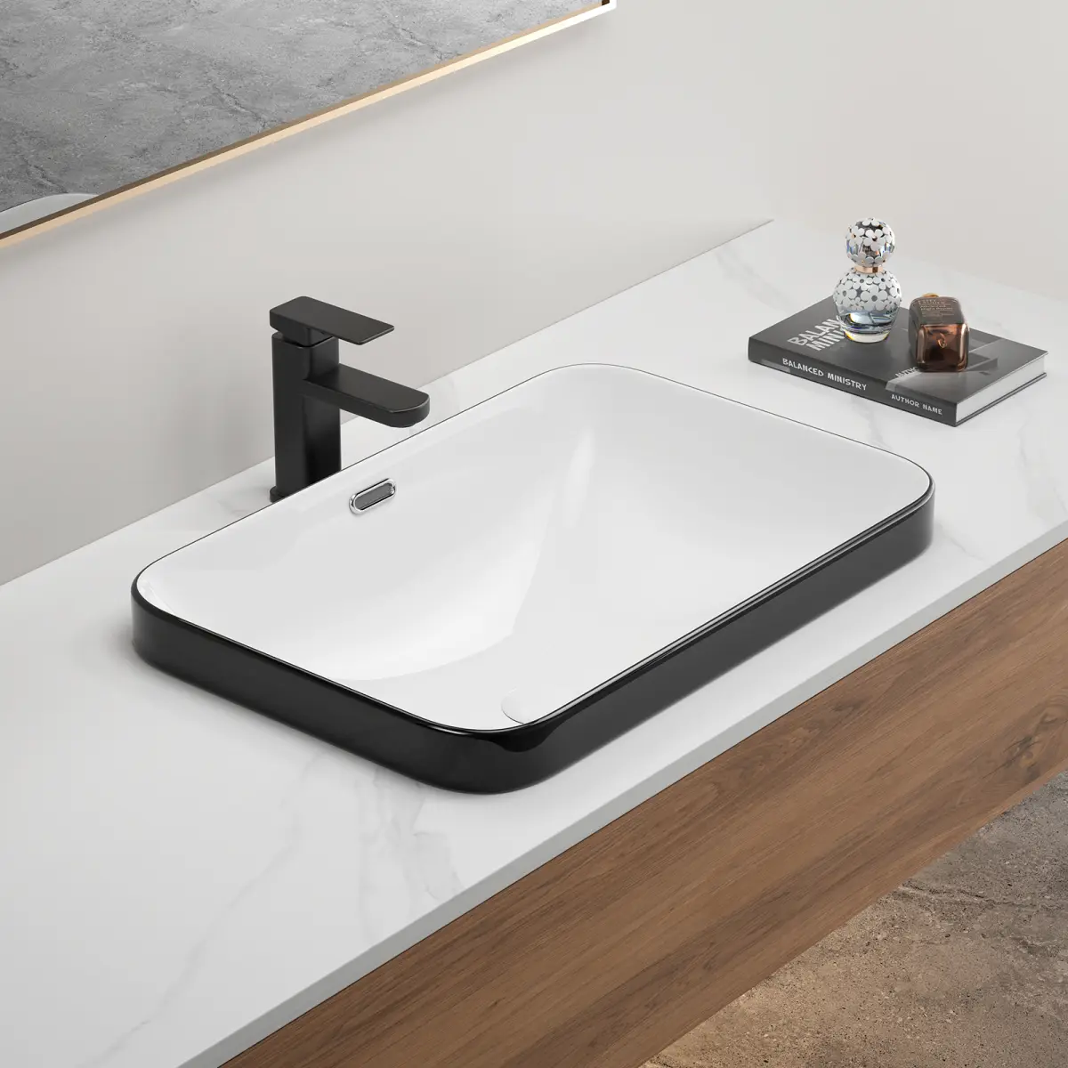 Indoor White Porcelain Undermount Rectangle Bathroom Sink, 22.05"x15.36"x6.7" Modern Durable Basin with Elegant & Seamless Integration American Design for Vanity Countertop Bathroom Fixture