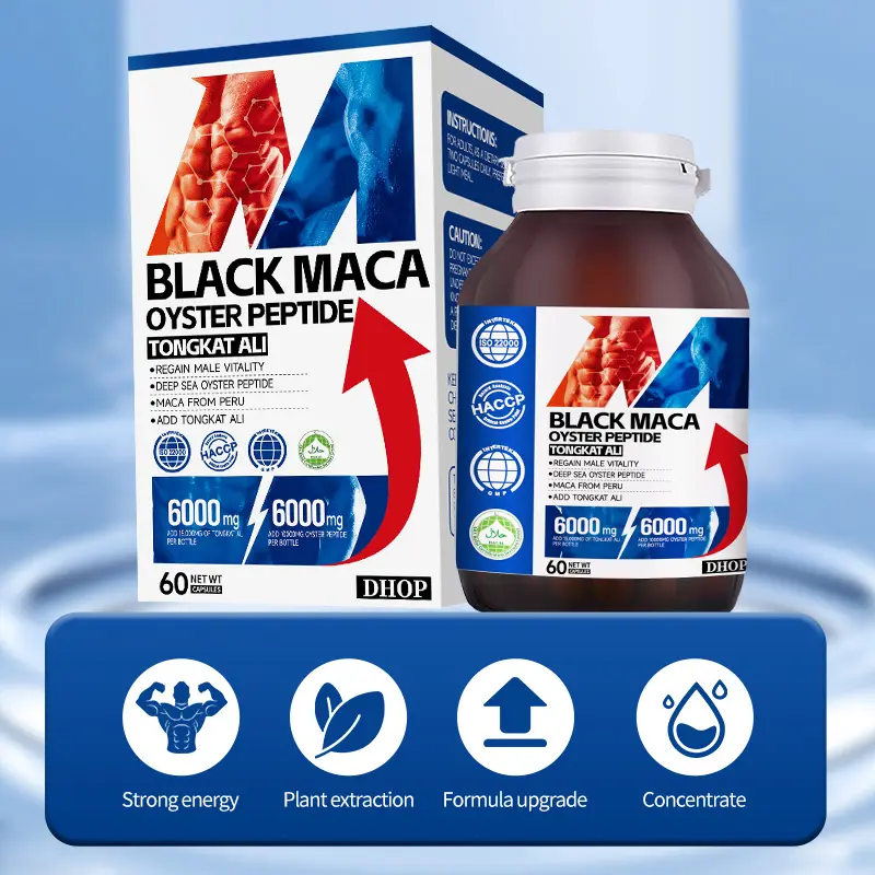 DHOP Black Maca Tongkat Ali Complex Capsules 6000mg High Potency Oyster Peptide Herba Natural Supplements Natural Herbal Extracts