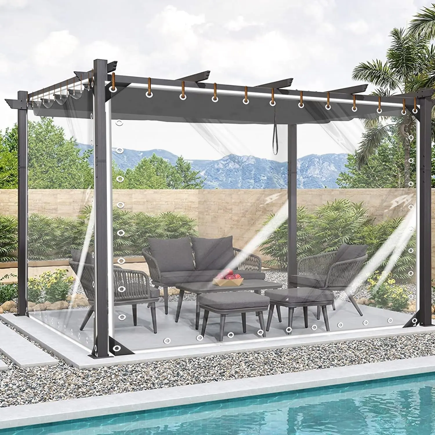 Heavy Duty Clear Vinyl Tarp 4'-6' with Grommets, UV & Tear Resistant Outdoor Patio Porch Enclosure Panels (Home Supplies Rain Cloth)