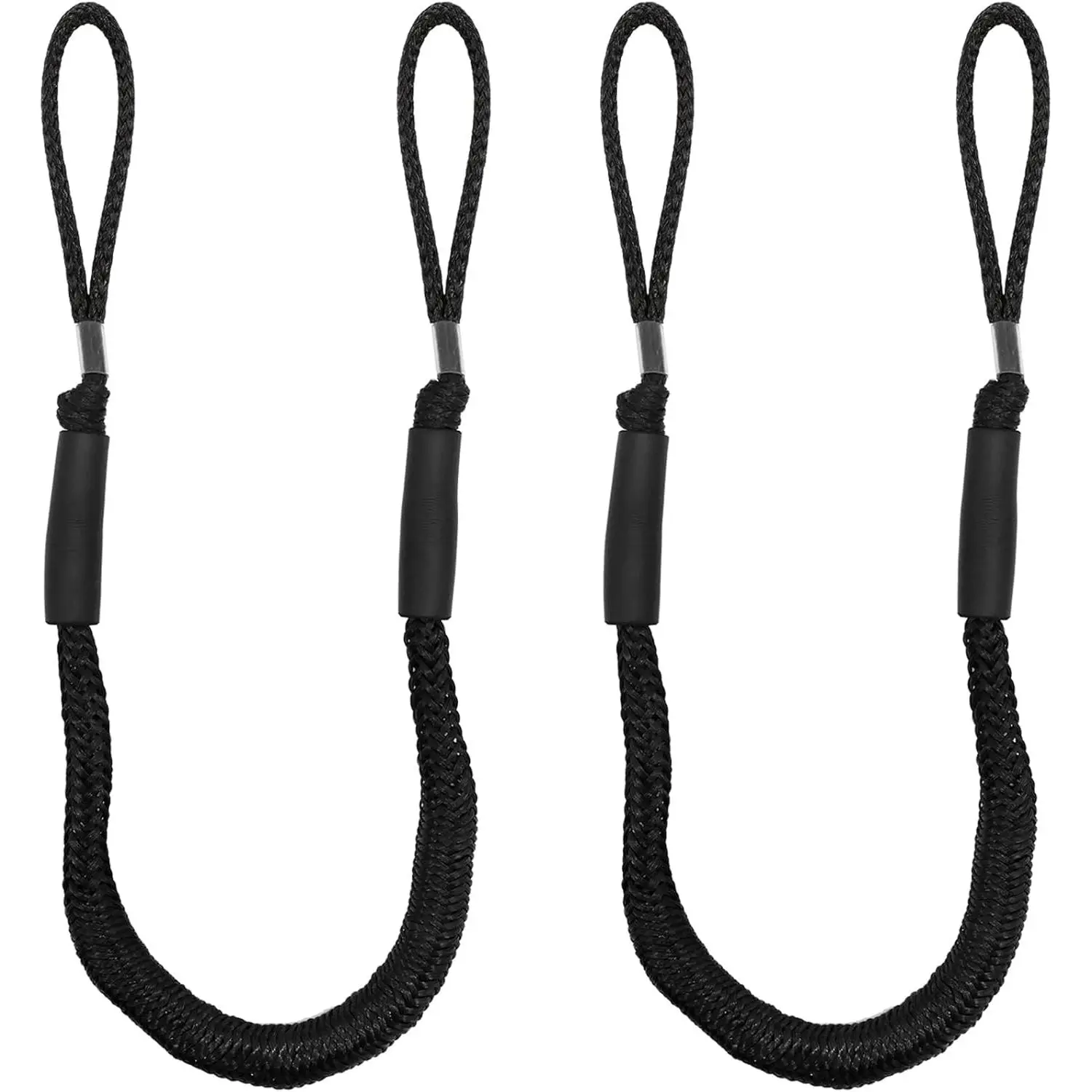Stretchable Bungee Dock Lines 2-Pack (Bungee Cord), 4 FT Shock-Absorbing Marine Boat Mooring Ropes with Foam Floats, 2200 LBS/1000KG Load Capacity, Effortless & Instant Mooring, Easy Tie-Up, Universal Fit Black Bass Boat Pontoon PWC Accessories, Wave Prot