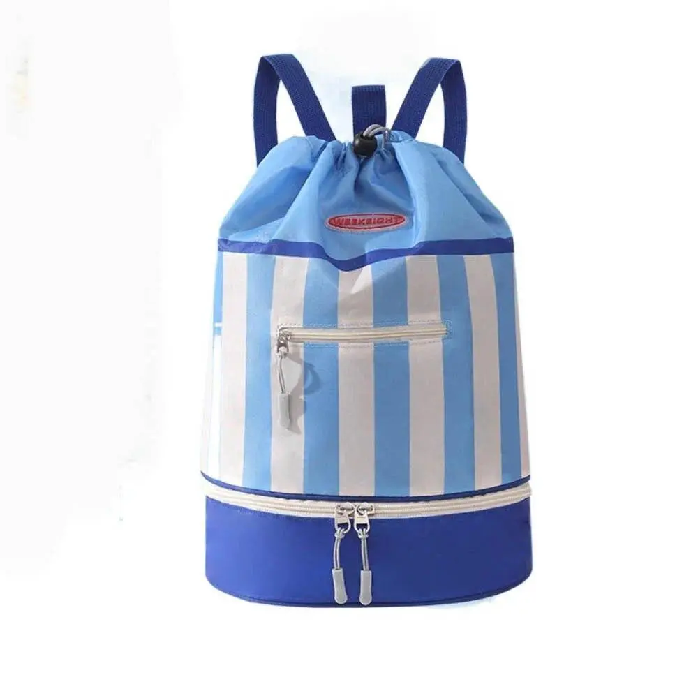 Children's Waterproof Striped Nylon-PVC Backpack - Dry & Wet Separation, Large Capacity, Lightweight, Portable, Unisex, Versatile for Children Swimming, Daily Use, Family Trips (Home & Party Supplies)