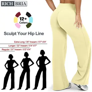 RICH BRIA Womens Wide Leg Yoga Pants, High Waisted Loose-Fitting Casual Pants, SoftMotion Comfortable Straight Leg Pants, High Stretchy Gym Fitness Flared Leggings Booty Enhance Workout Outfit