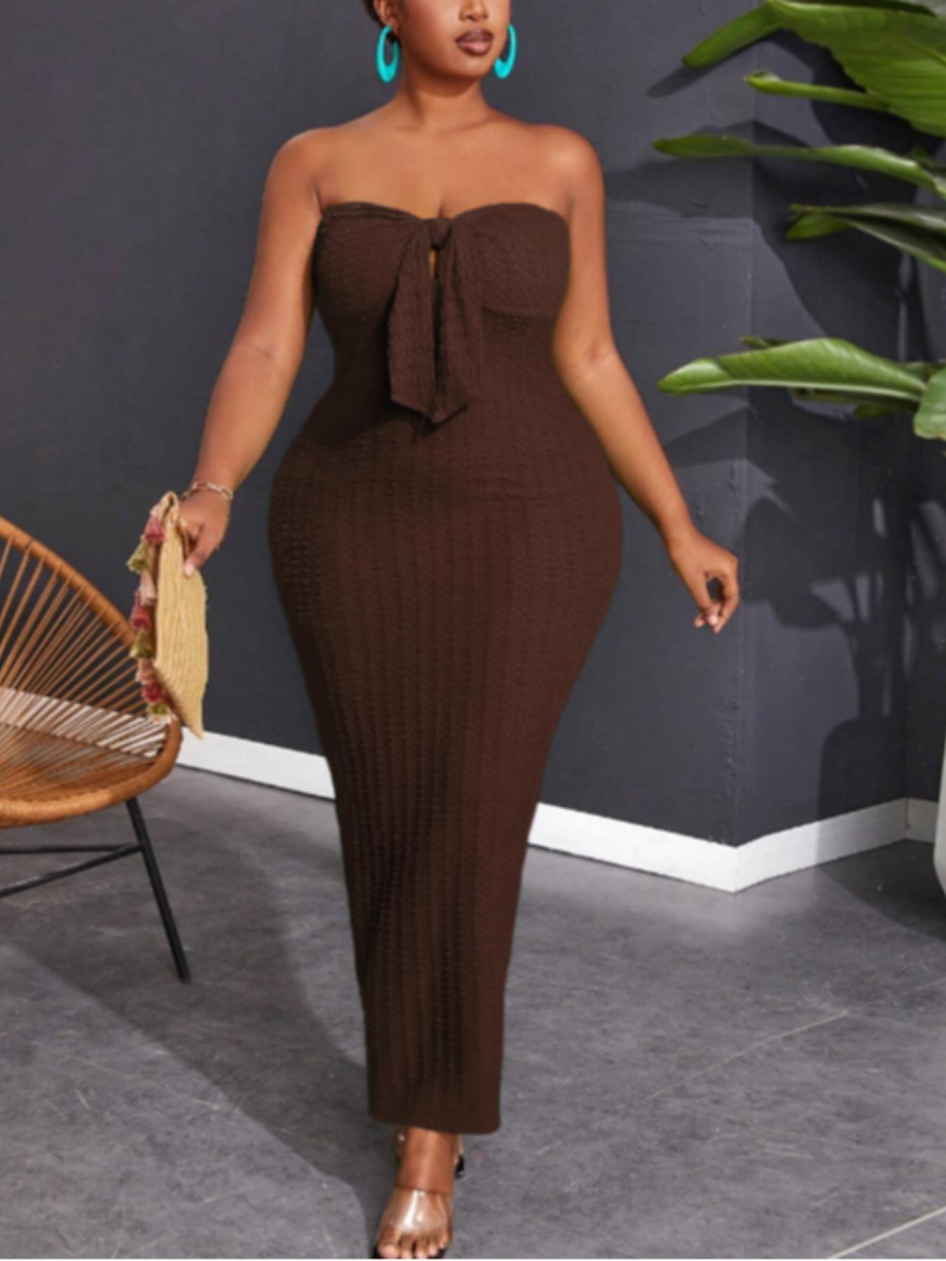 Women's Plain Tube Dress, Casual Bodycon Long Dress for Summer, Kids Clothes for Daily Wear, Womenswear, Sleeveless, Elegant Sleeveless Dress