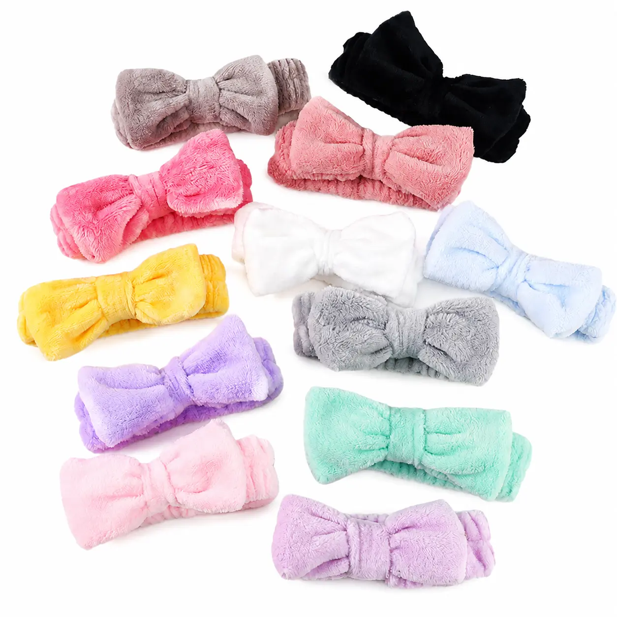 Women's Soft Coral Fleece Bow Shape Headband - Absorbent Plush Face Washing Hair Band with Gentle Elastic Fit, Minimalist Design for Daily Care and Makeup Routines