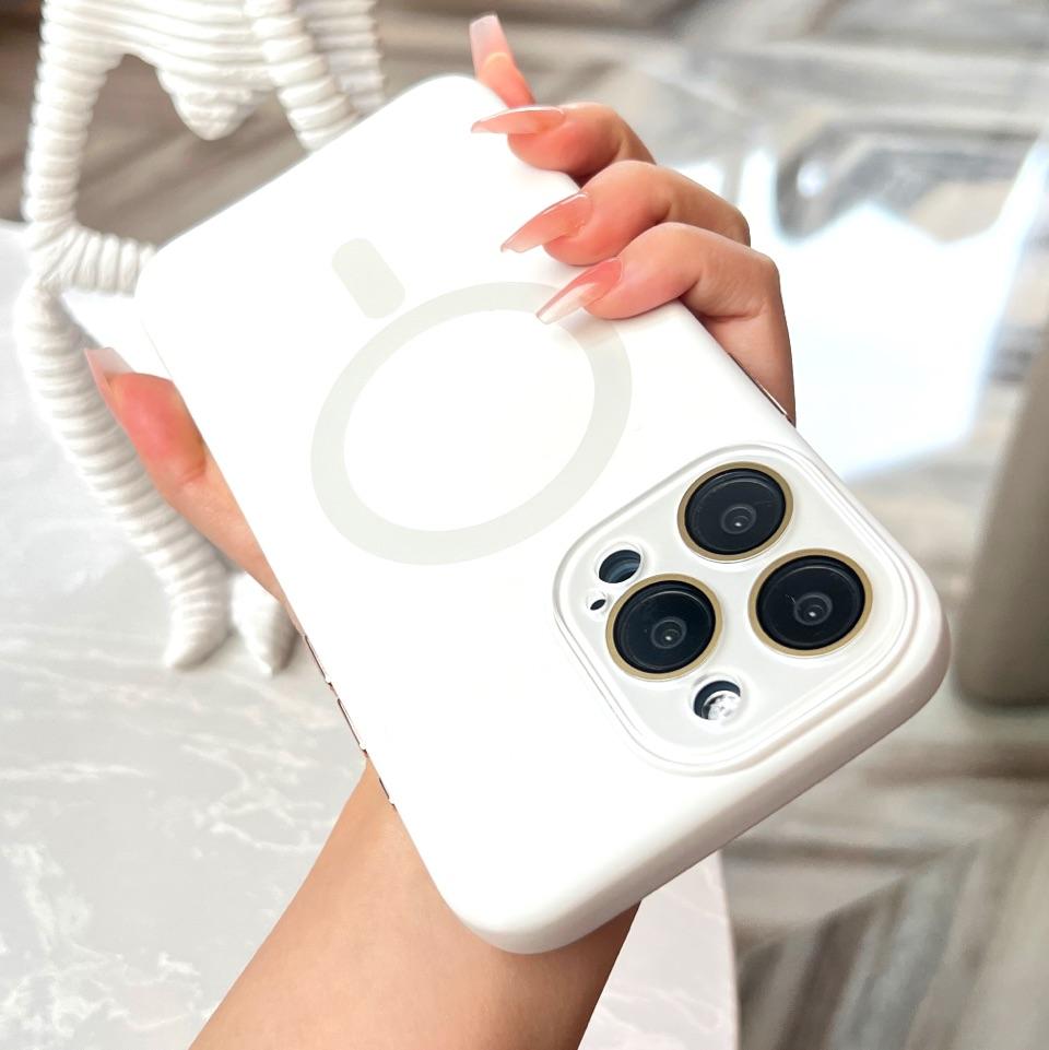 Very Soft Good hand feel Silicone magnetic Phone case for iPhone17 16 Pro Max 15 14 13 11 Plus, MagSafe, Glass Camera Protector Cover Built-in Lint Anti-fingerprint Anti-Drop Non-slip Cellphone Casing Protector Shockproof