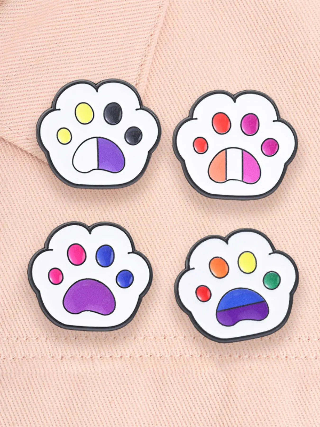 4-Piece Lgbtq Rainbow Pride Enamel Brooch Set, Bisexual Lesbian Non-Binary Cat Paw Alloy Badge, Fashion Jewelry Accessories, Lapel Pins
