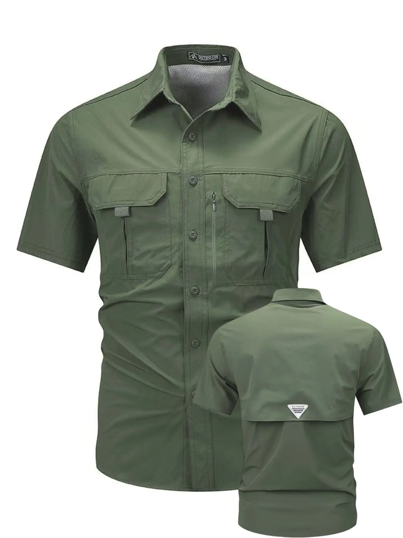 Summer Men's Quick-Dry Workwear Short Sleeve Shirt, Multi-Pocket Tactical Outdoor Breathable Sun Protection, Back Mesh Design