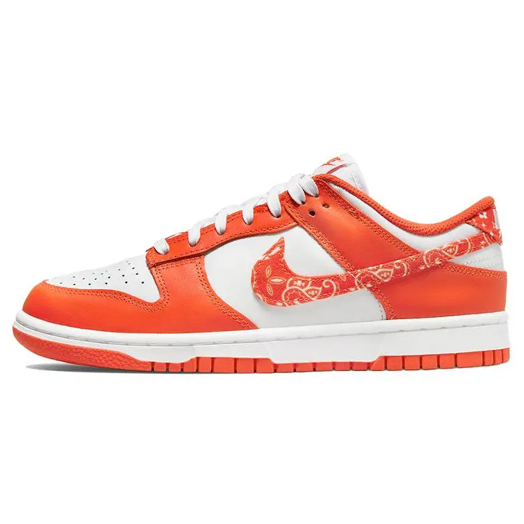 Women's Nike Dunk ESS Orange Paisley Low-Top Casual Shoe - Canvas and Leather Footwear for Daily Wear
