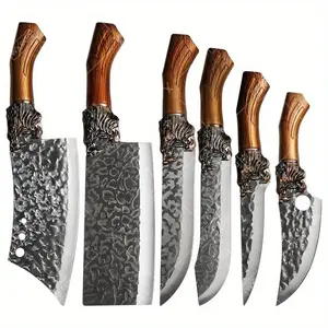 6PCS Handmade Forged Professional Kitchen Chef Knife Set Stainless Steel Butcher Boning Cutting Knives Vegetable Chopper