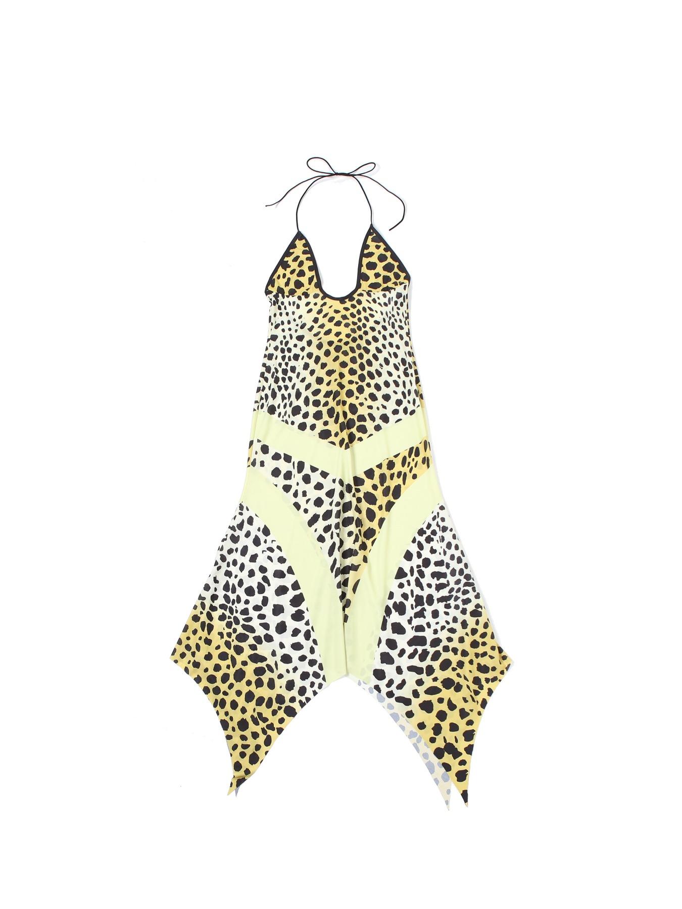 Women's Leopard Print Criss Cross Cut Out Halter Neck Dress, Casual Trendy Boho Asymmetrical Hem Sleeveless A Line Long Dress for Summer, Bohemian Casual Dress, Fashion Women's Dress for Beach Holiday, Womenswear, Chic Elegant Style