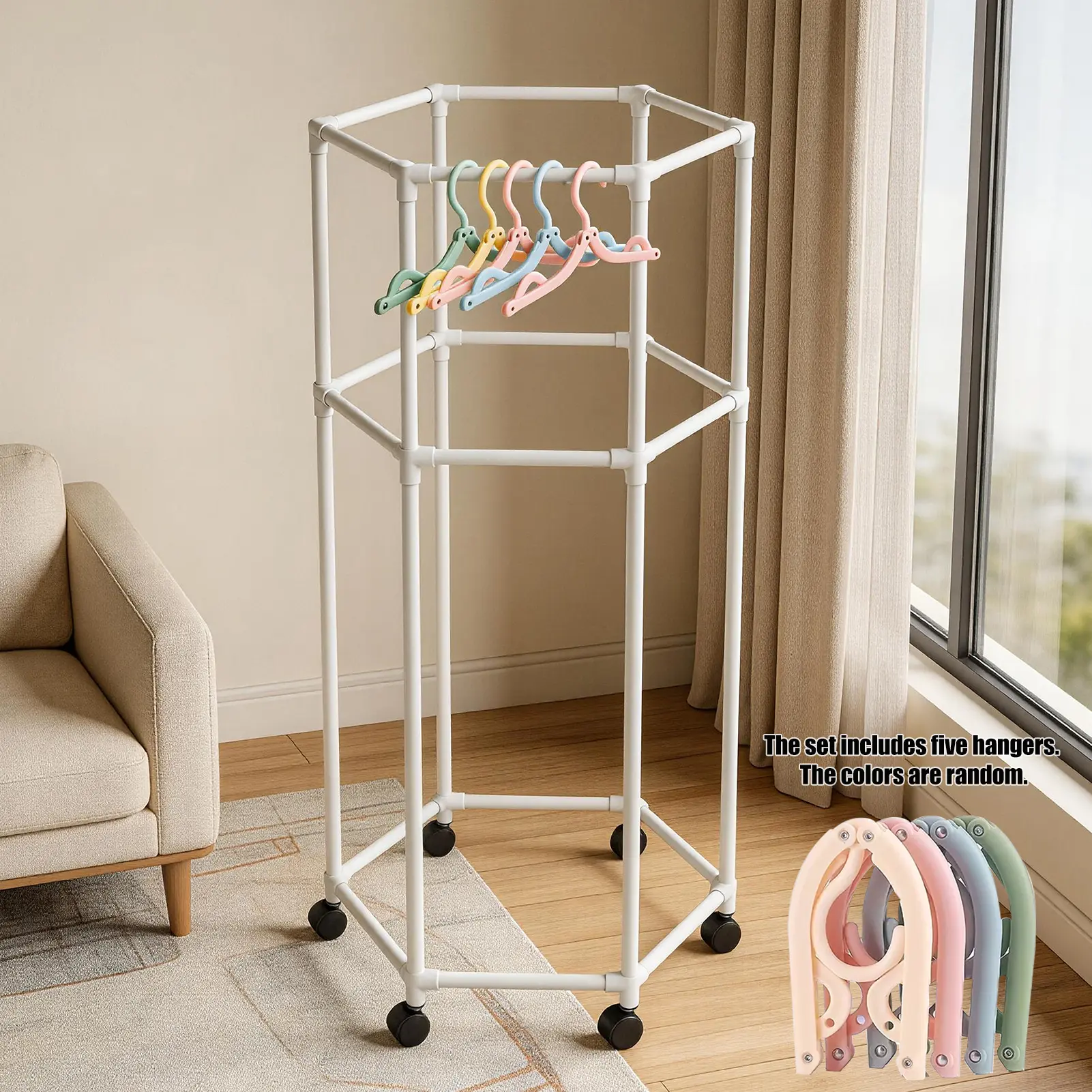 White double-layer [with five folding hangers]