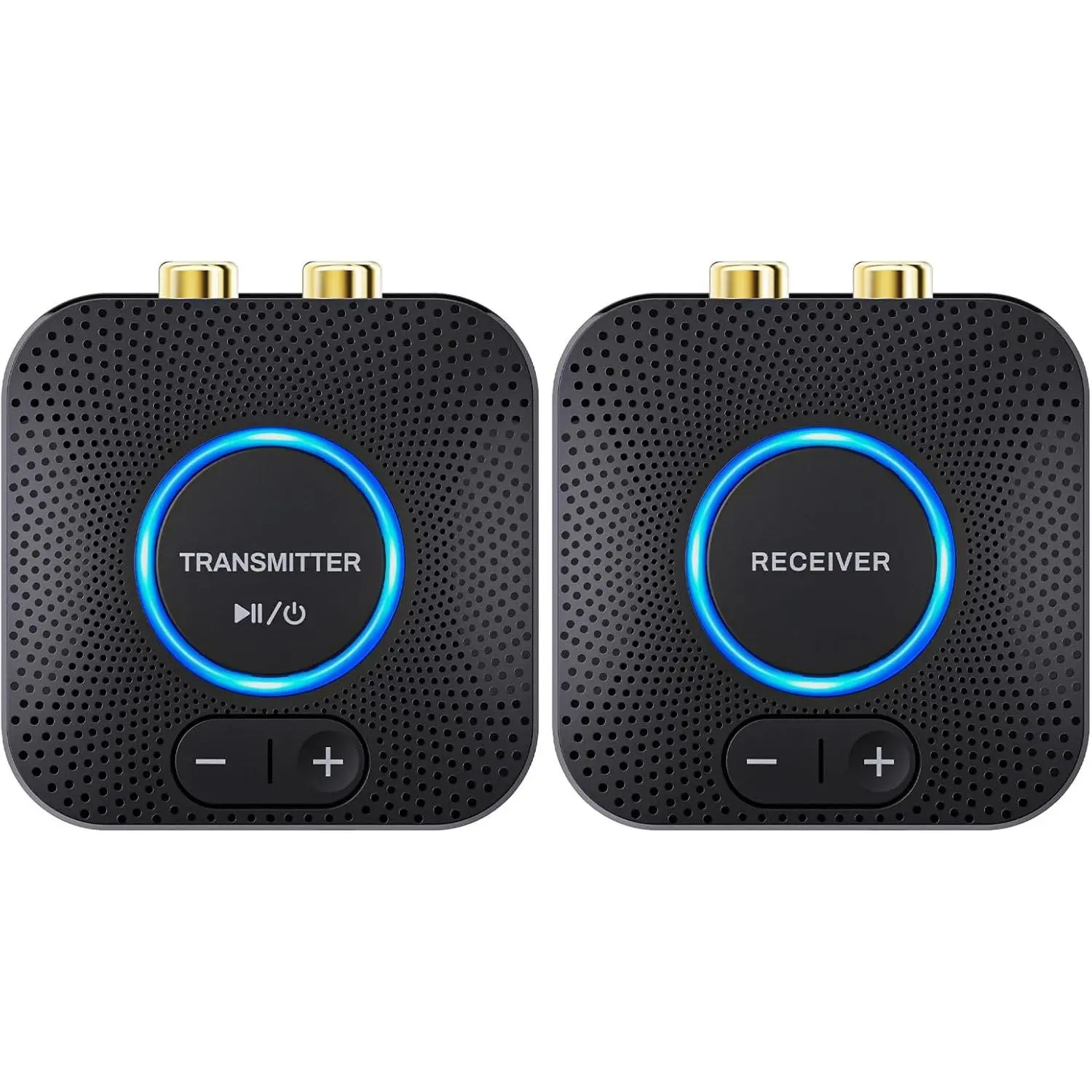 Portable 2.4GHz Audio Transmitter Receiver B06Set (1TX+1RX) with Push Button, 262Ft/80M Long Range, 25ms Low Latency, AUX In/Out Adapter for Television, CD Player, Speaker Amplifier, Synthetic