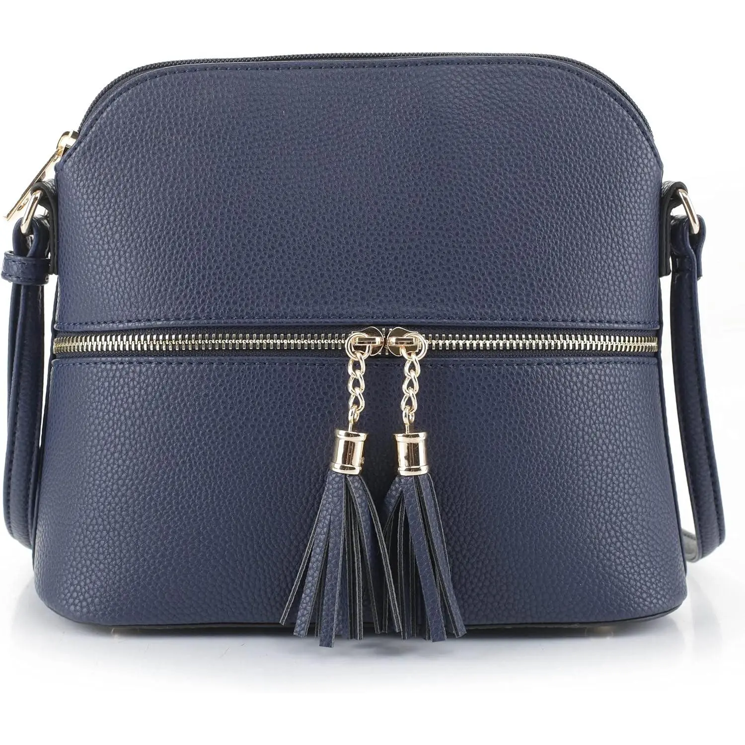 Dome Shape Lightweight Crossbody Storage Bag for Home Organization - Tassel Accent, Zipper Pocket, Adjustable Shoulder Strap