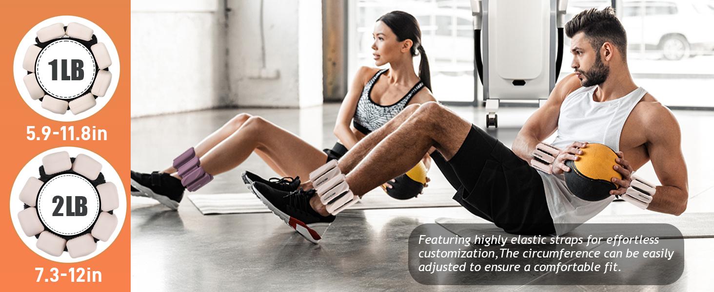 AGS Ankle Weights Set of 2 (1 lb/2 lb Each) for Women Men Adjustable Wrist Bracelet for Home Gym Weighted Bangles Wristbands Leg Arm Weights for Walking Swimming Running Pilates Yoga Gym