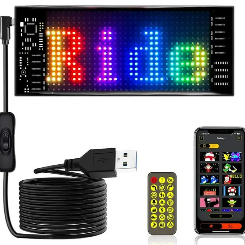 Taxi LED Signs, LED Matrix Panels, USB 5V Power Supply, Bluetooth App Control, DIY Programmable Scrolling Display, Custom Neon Signs—suitable for windshields, cars, parties, holidays, bars, stores, and commercial advertising
