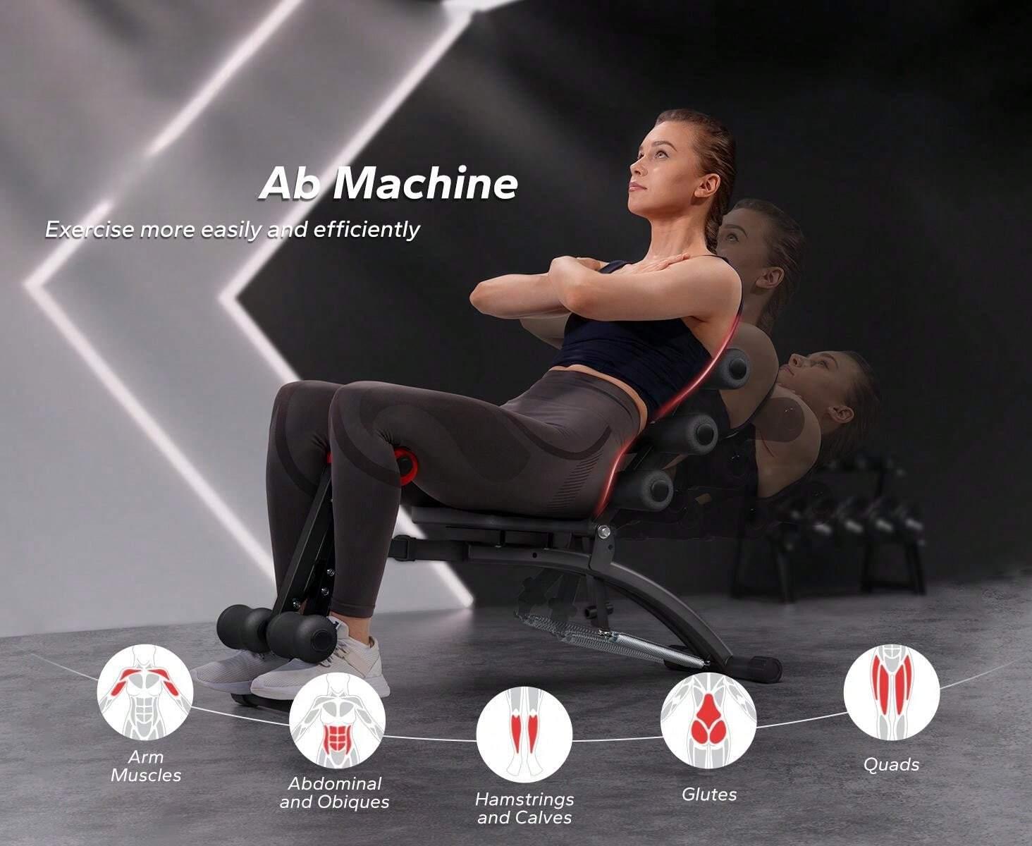 Multi-Functional Adjustable Ab Machine Workout Bench Sit Up Machine Push Up Exercise Chair for Home Gym Ab Machine, Multi-Functional Adjustable Ab Trainer & Exercise Equipment