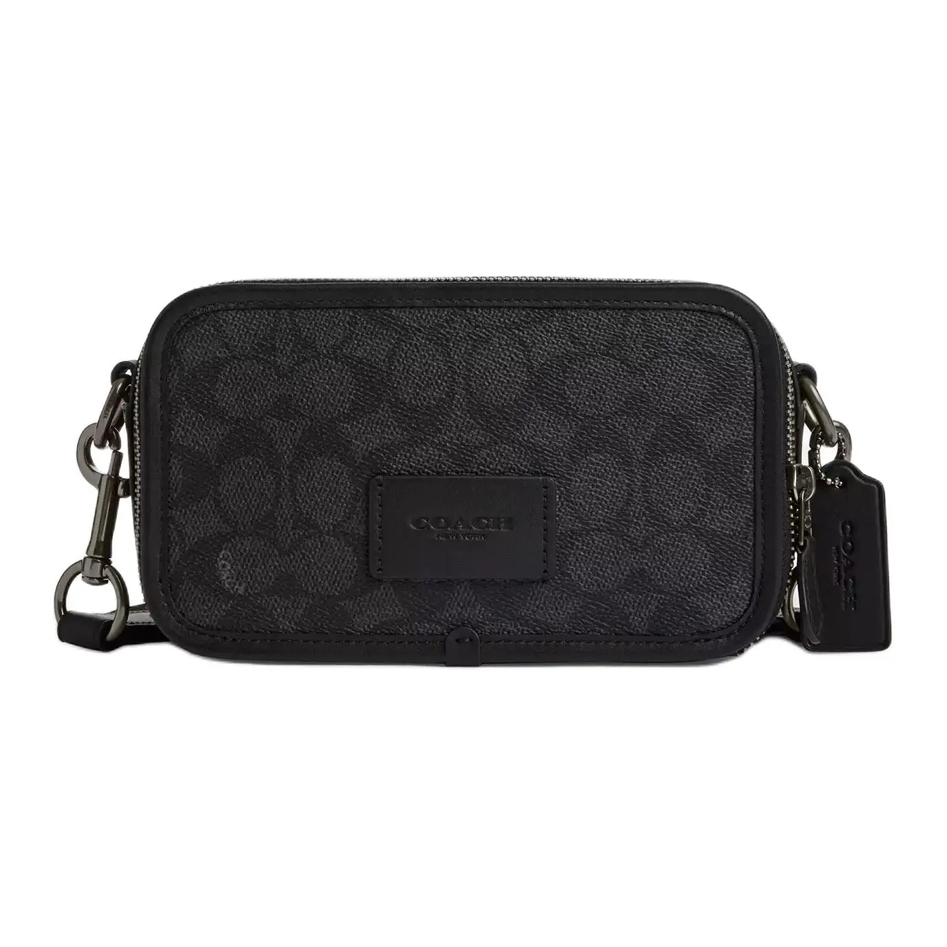 COACH Wyatt Small Crossbody Bag for Men – Logo-Zip Canvas Style in Charcoal