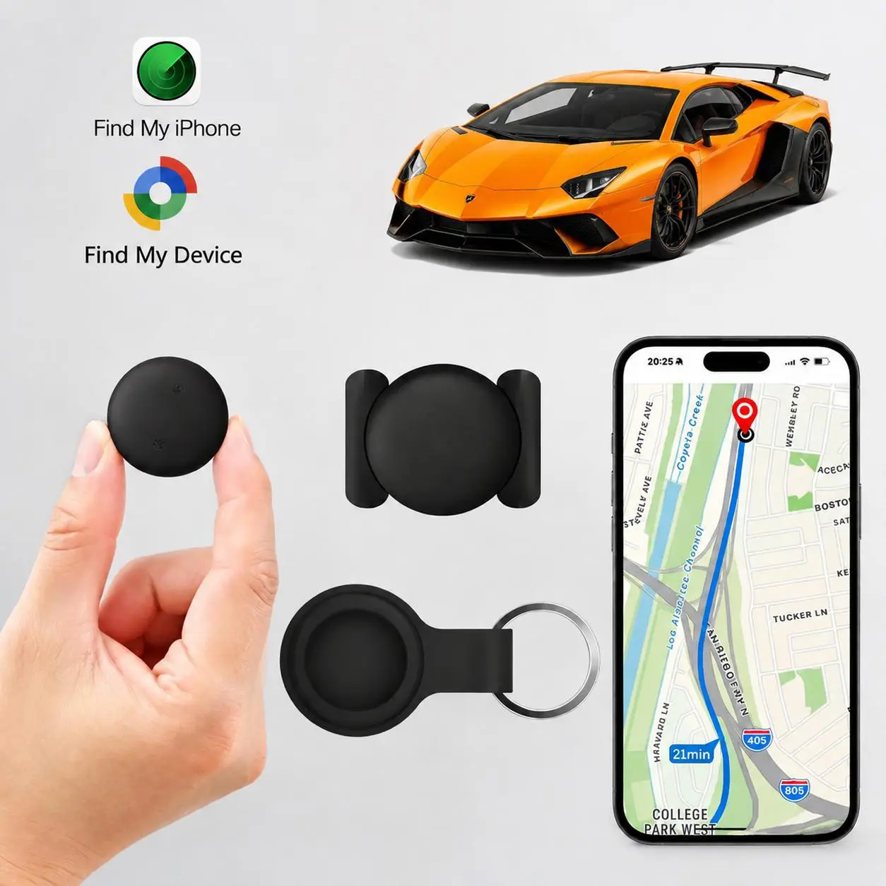 CHDEXIN Compact Discreet GPS Tracker - Waterproof Magnetic Surface Mount Device, 360° Full Swivel Universal Portable Locator for Vehicle Anti-Theft, Phone Compatible (iOS iPhone/Android) for Sports & Outdoor Use, Durable, In-Car Navigation