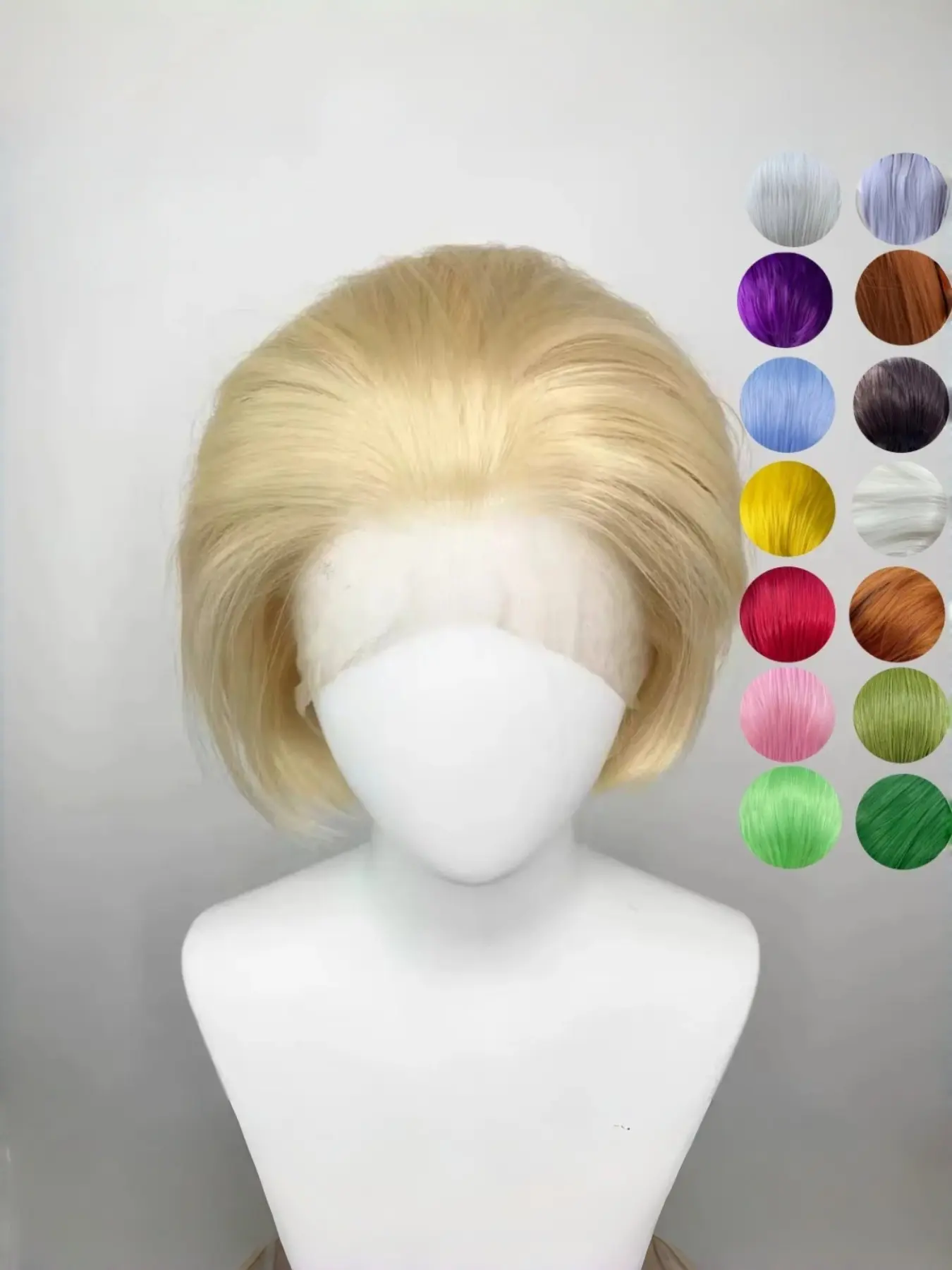 BeiBei 613 Blonde Short Bob Straight Wig for Man 8 Inch 13*4 Synthetic Lace Wigs 150% Density with Heat Resistant Fiber Hair Wig Lace Front Wig Adjustable Fit Wig