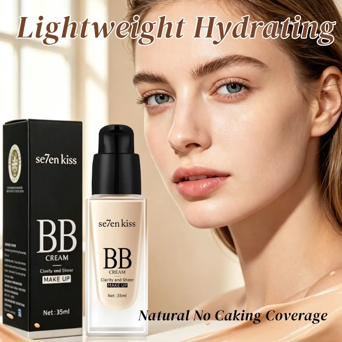 Full Cover BB Cream Full-Coverage lightweight foundation & concealer, fragrance free dewy foundation makeup moisturizer bb cream for all skin types - evens skin tone long-lasting natural glow look