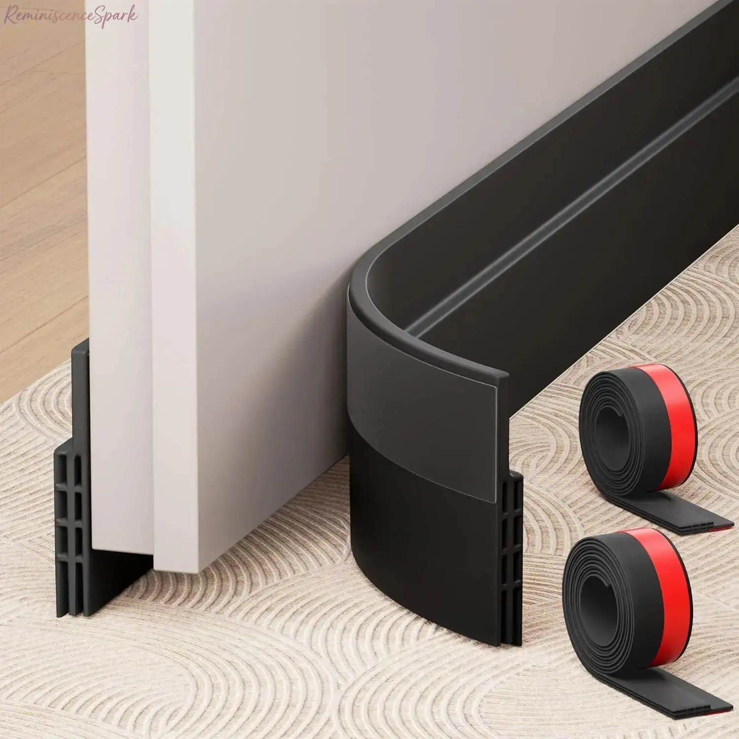 2-Pack Adjustable Under Door Draft Stopper Seal Strips (2" W x 39" L) - Self-Adhesive All Seasons Door Sealing Energy Saving Device, Easy Install, Blocks Noise/Drafts/Household Insects, Retains Indoor Temperature