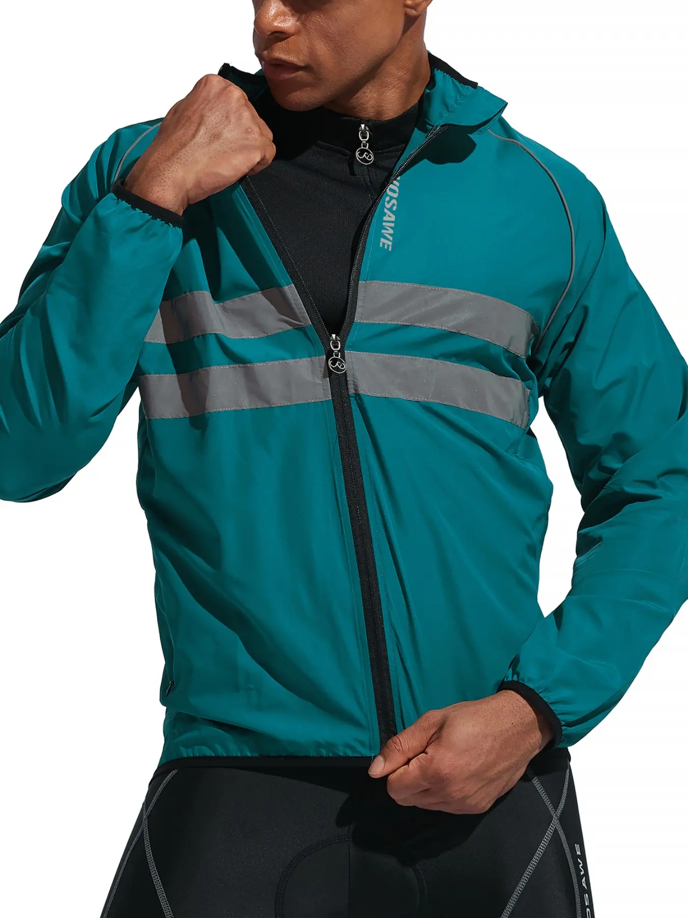 WOSAWE Men's High Visibility Cycling Wind Jacket Water Resistance Reflective Windbreaker