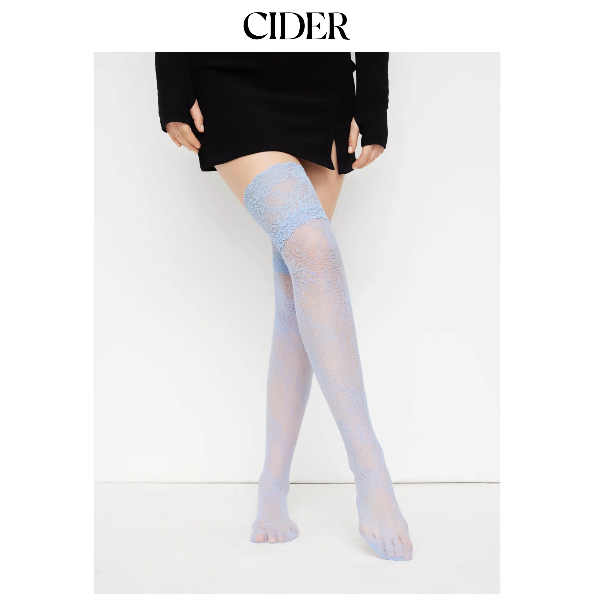 Cider FLORAL & LACE TRIM OVER THE KNEE SOCKS