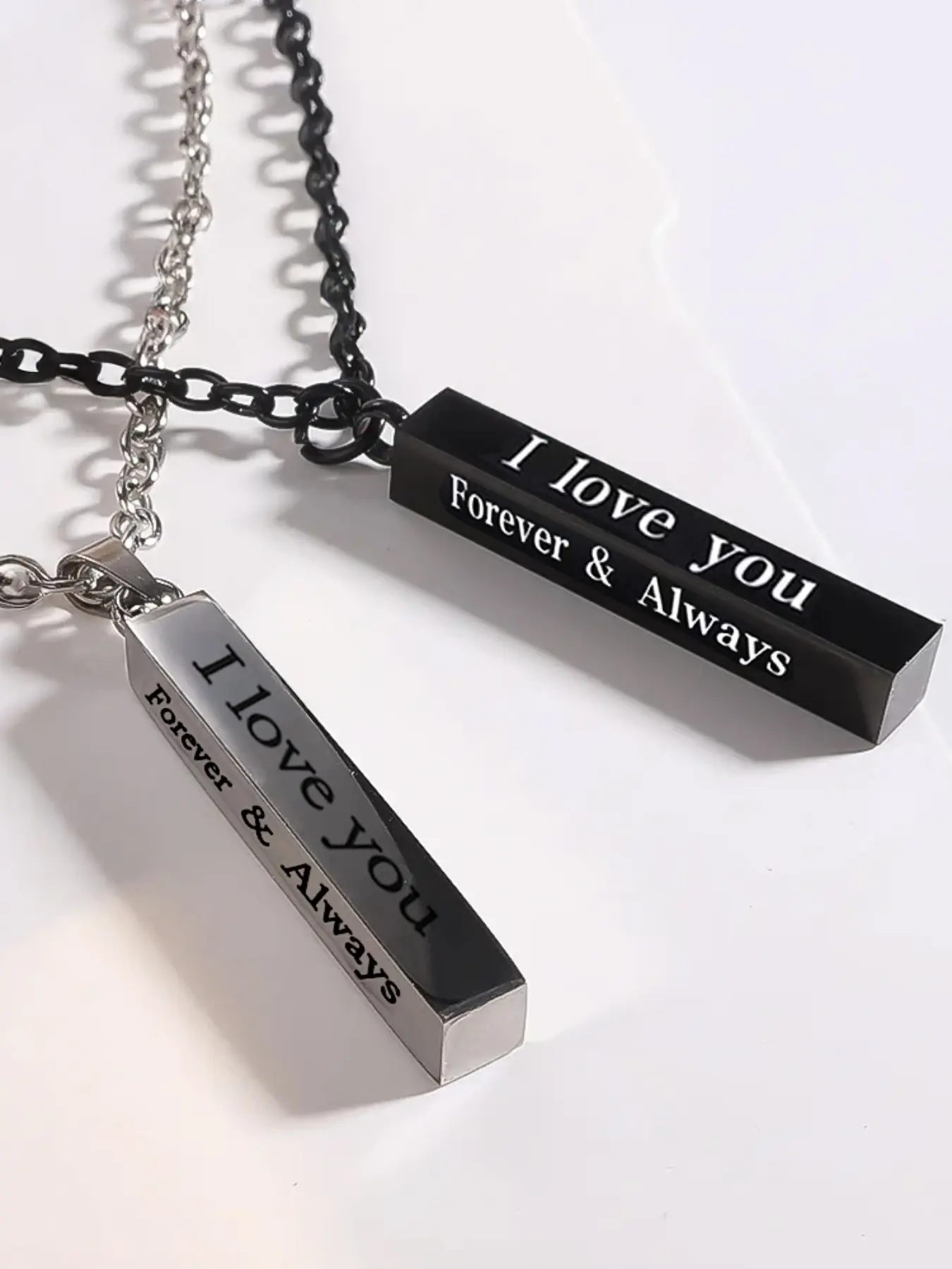 Eternal Stainless Steel Couple Necklace Set, Simple Letter Pendant, Dainty Initial Necklaces, Casual Style Necklaces, Romantic Gift for Boyfriend and Girlfriend, Perfect for New Year and Anniversaries