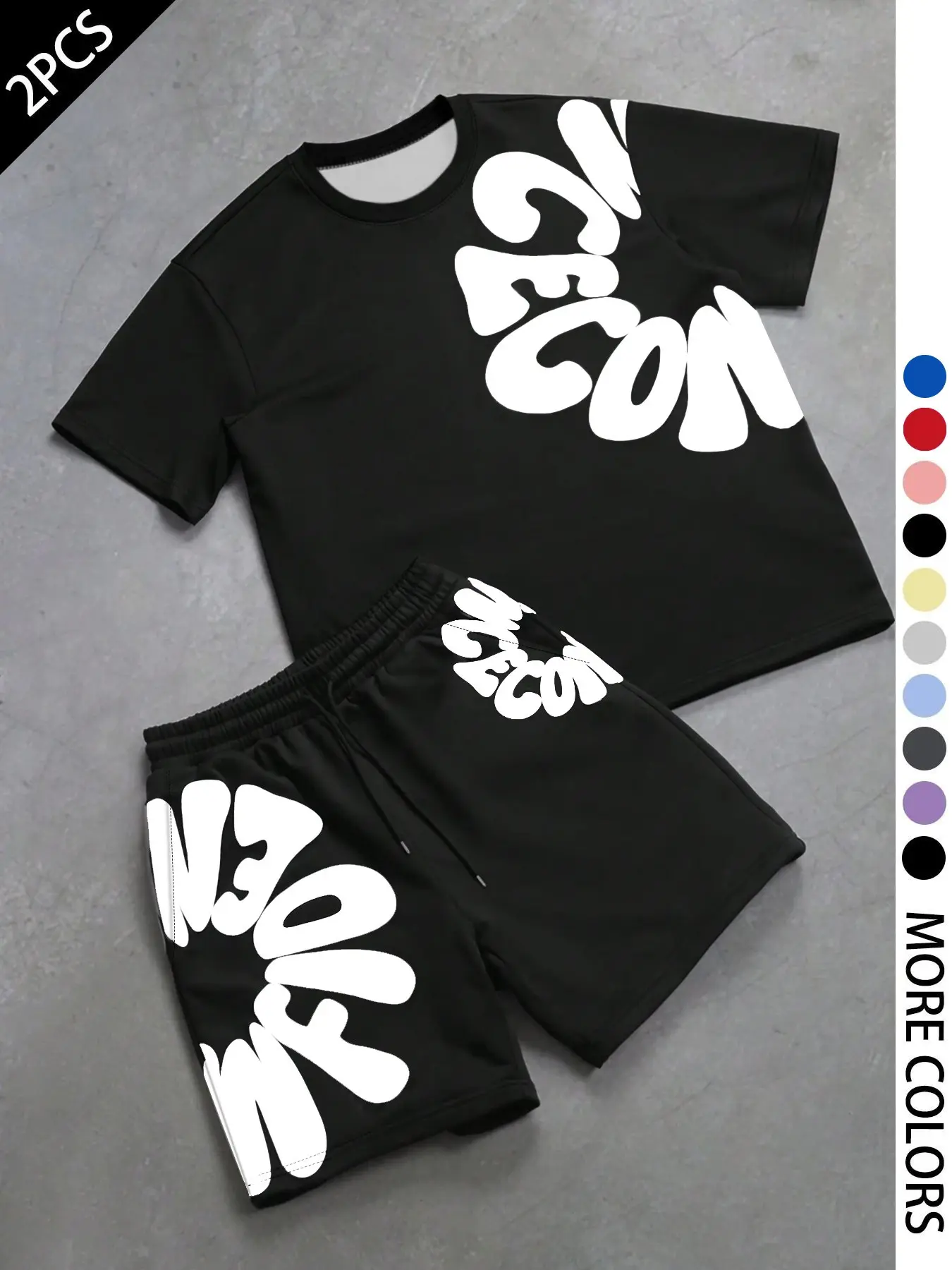 Men's Letter Print Graphic Short Sleeve Tee & Shorts Set | Loose Fit Casual Two-Piece Outfit | Comfortable Sporty Summer Wear for Home & Commute