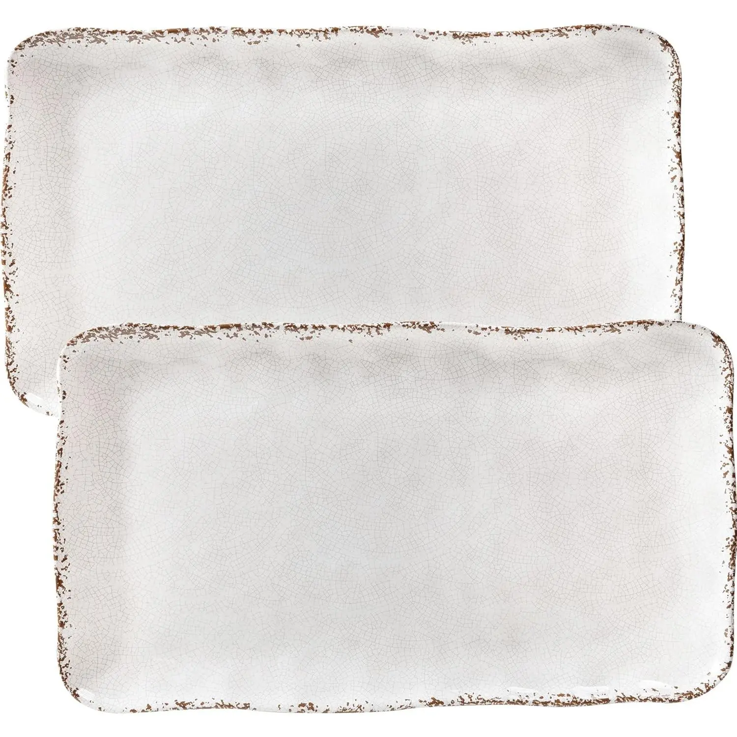 Farmhouse Melamine Serving Platters Set of 2, 17"x10" Large Rectangular Melamine Serving Trays for Serving Food on Parties and Entertaining, Dishwasher Safe. Ivory