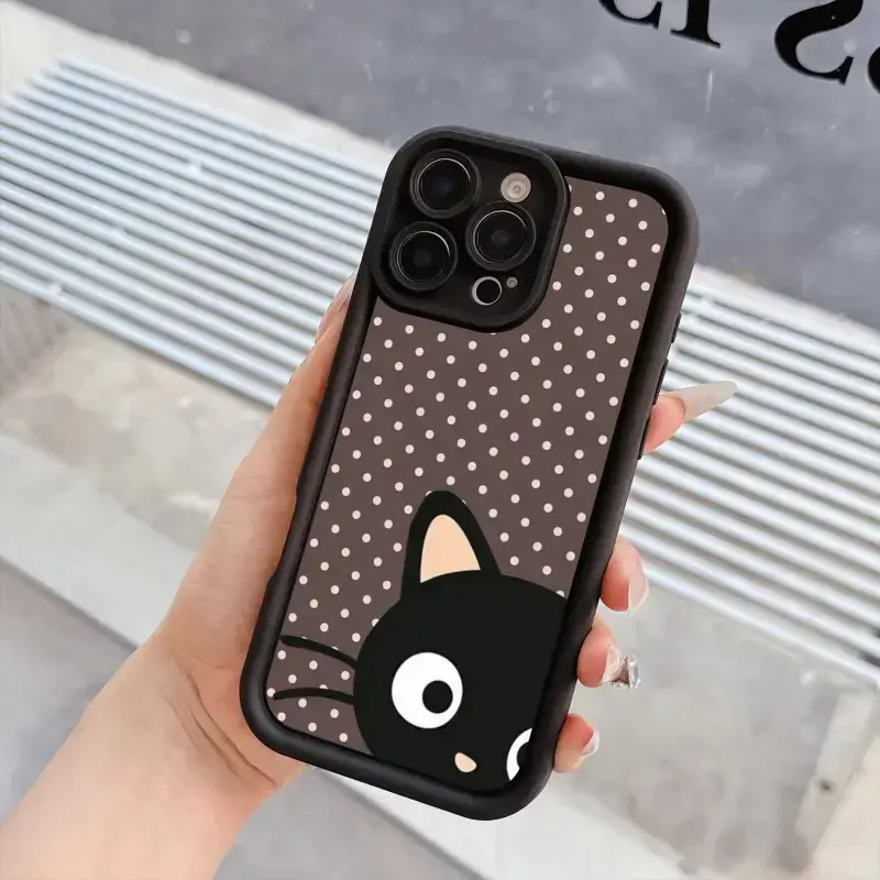 Kawaii Chococat Cartoon Shockproof Smartphone Case - Durable Double-Layer Phone Casing, Cat Aesthetic Accessory for iPhone 11-18 Pro Max, Cellphone Protection Gift Idea