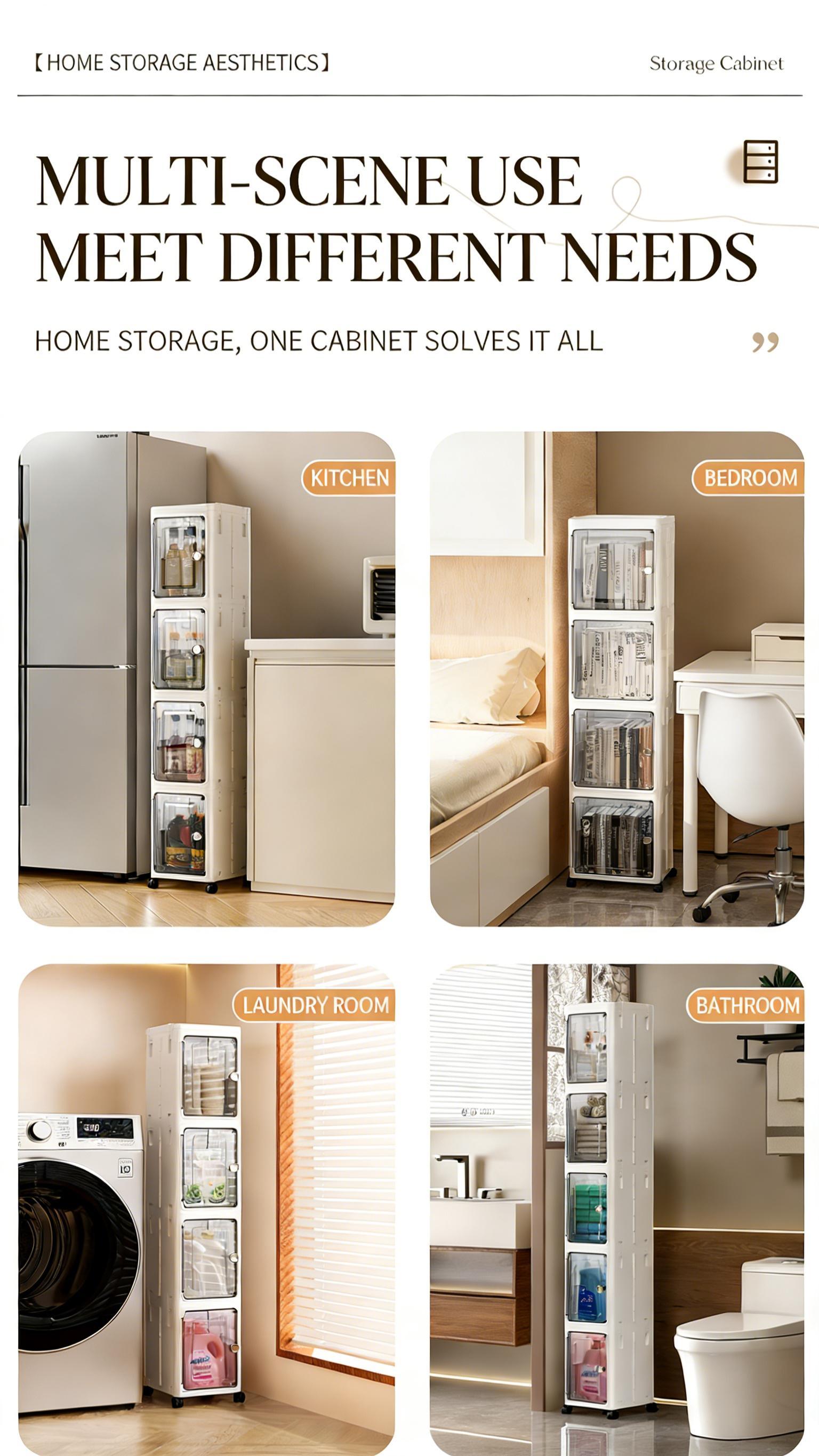 Rolling 5-Tier Plastic Storage Boxes with Lids | Foldable Stackable Containers in White for Home, Office & Dorm Use